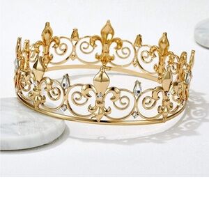 Gold Tone Full Around Metal Fleur-de-Lis Tiara
